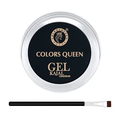 Colors Queen Longwear Gel Kajal Black | Waterproof| Smudge Proof|18-Hour Stay| Intense Matte|Quick Drying with Brush thumbnail 3