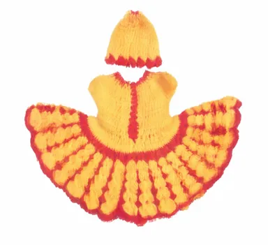 Laddu Gopal Winter Special Modern Dress | Woolen Frock & Cap Set | Handmade | Suitable for 9 No. Laddu Gopal thumbnail 1