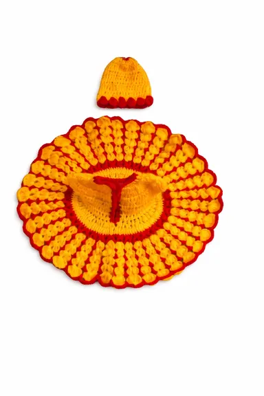 Laddu Gopal Winter Special Modern Dress | Woolen Frock & Cap Set | Handmade | Suitable for 9 No. Laddu Gopal thumbnail 0