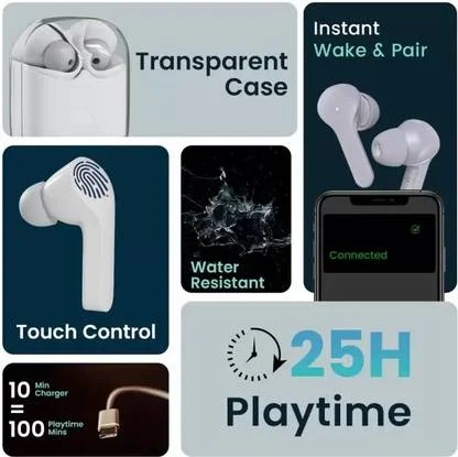 SMART SPHERE Transparent TWS Bluetooth Earbuds with Calling Mic, ASAP Fast Charging Gaming Buds, Low Latency Wireless Earphones for Mobile Android iOS India image 2