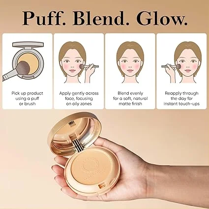 Best Colors Queen Brightness 2‑in‑1 Compact Powder for Women 20g with SPF Oil Control & Lightweight Matte Finish- Warm Ivory Shade|Makeup Setting & Sun Protection Face Powder image 4