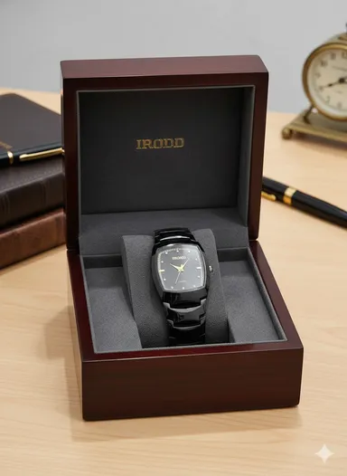 Quartz Analog Black Stainless Steel Strap Watch for Men with Rectangular Black Dial and Gold Hands Stylish Casual Wrist Watch thumbnail 1