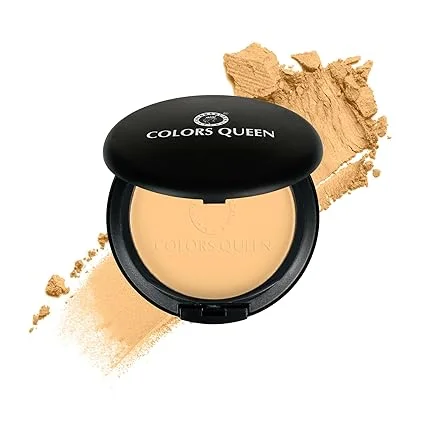 Colors Queen Luminous Silk Compact Powder 10g with Argan Oil |Oil Control, Matte Pressed Powder| Lightweight & Long Lasting Face Makeup for Sand Tan Skin in India image 1