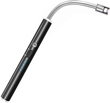 Flexible Neck Butane Torch Lighter with Adjustable Flame| Electronic Ignition, USB Rechargeable, Windproof, Black Finish for Cooking, Soldering, and Outdoor  thumbnail 1