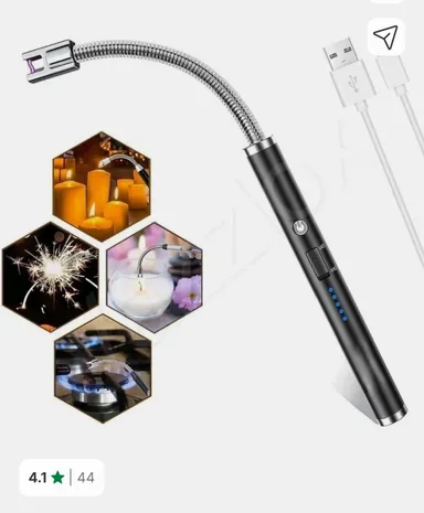 Flexible Neck Butane Torch Lighter with Adjustable Flame| Electronic Ignition, USB Rechargeable, Windproof, Black Finish for Cooking, Soldering, and Outdoor  thumbnail 2