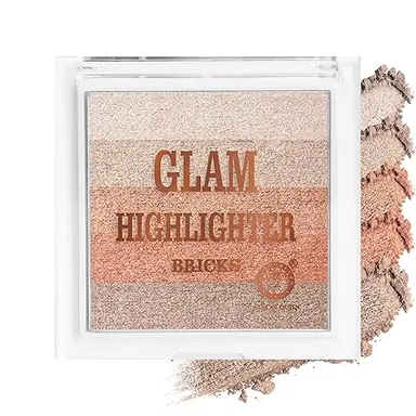 Highlighter Makeup Palette for Face Multicolour Glow |Colors Queen Glam Highlighter Shimmer Brick Powder Palette 12g Long Lasting High Pigment Shimmery Highlighter for Cheekbones Nose Brow Bone Party & Daily Wear thumbnail 2