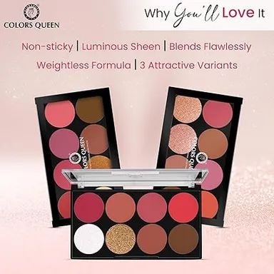 Colors Queen Ultra Professional Blush Palette with Shimmer Highlighters and Contour Shades | Highly Pigmented|Lightweight|Easy to Blend | Shade 02 thumbnail 2