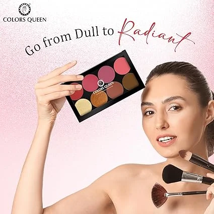 Colors Queen Ultra Professional Blush Palette with Shimmer Highlighters and Contour Shades | Highly Pigmented|Lightweight|Easy to Blend | Shade 02 image 4