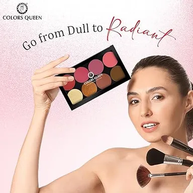 Colors Queen Ultra Professional Blush Palette with Shimmer Highlighters and Contour Shades | Highly Pigmented|Lightweight|Easy to Blend | Shade 02 thumbnail 3