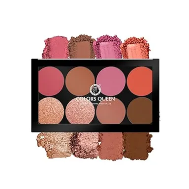 Colors Queen Ultra Professional Blush Palette with Shimmer Highlighters and Contour Shades | Highly Pigmented|Lightweight|Easy to Blend | Shade 02 thumbnail 0
