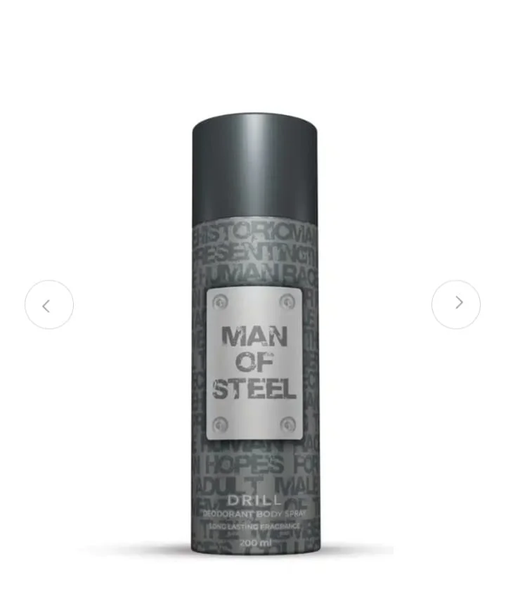 Man of Steel Deodorant Body Spray 200 ml | Long Lasting Unisex Fragrance for Daily Use, Office, Casual & Party Wear Perfume Spray image 1