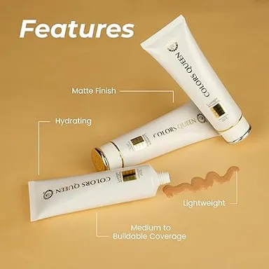 Colors Queen Luxlight Revitalizing Oil-Free Foundation SPF-30+ PA+++ Matte Waterproof Long Lasting Beige Liquid Makeup for Medium to Full Coverage  thumbnail 1