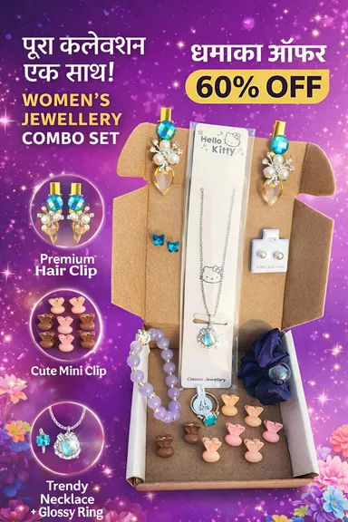 Women Jewellery Gift Combo Set with Necklace Earrings Bracelet Hair Accessories Pearl Studs Fashion Jewellery Collection for Girls and Women thumbnail 2