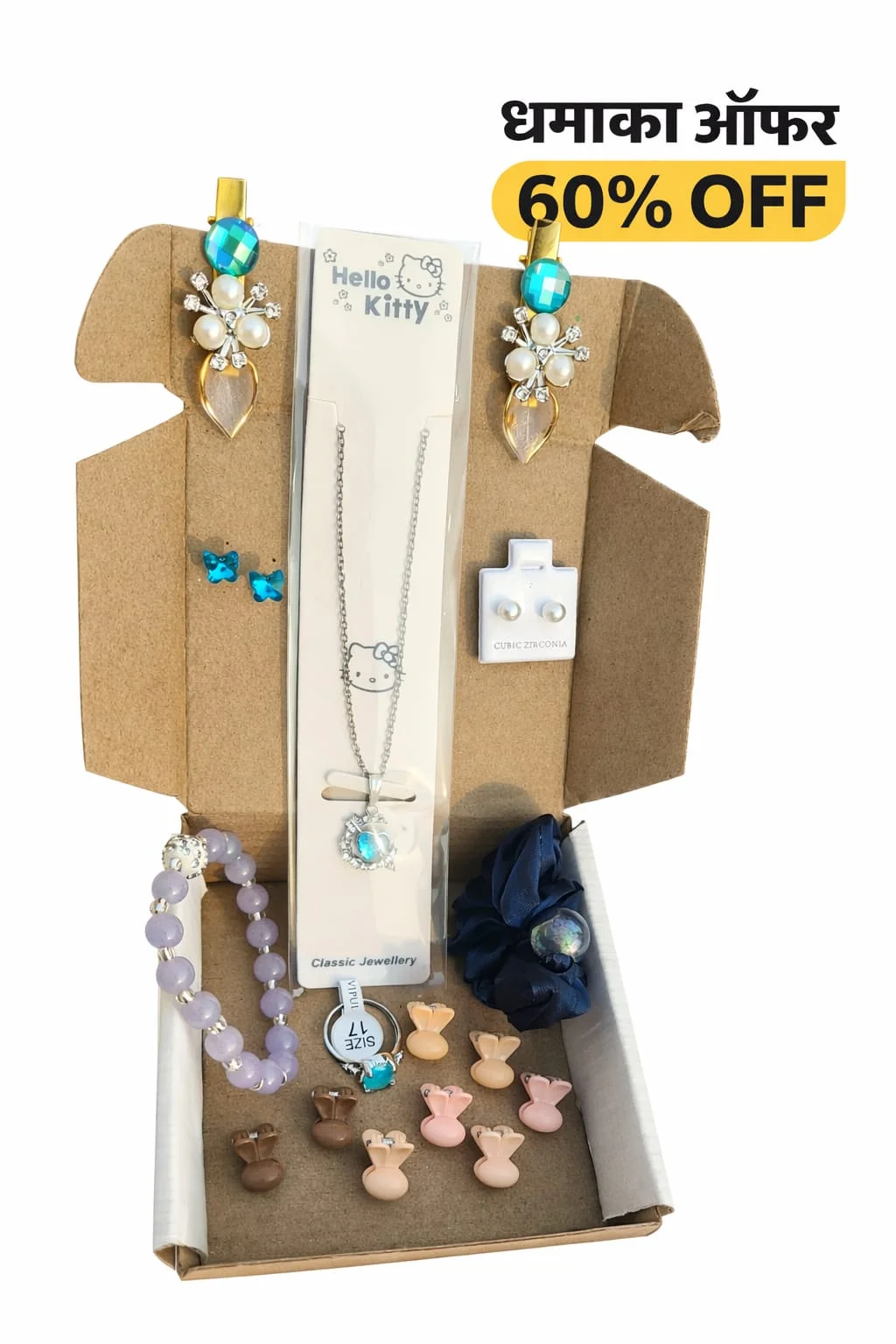 Women Jewellery Gift Combo Set with Necklace Earrings Bracelet Hair Accessories Pearl Studs Fashion Jewellery Collection for Girls and Women image 1
