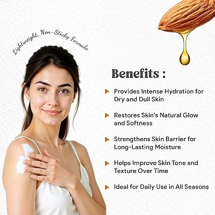 Body Lotion with Almond Extract for Deep Moisturising and Nourishing Dry Skin, Lightweight Daily Use Body Care Lotion for Soft Smooth Skin image 4