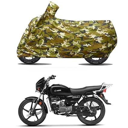 Camouflage Motorcycle Bike Cover Waterproof Dustproof Sun UV Rain Protector for Hero Splendor Standard 2-Wheeler Bikes Full Body Anti-Scratch Heavy Duty Bike Cover India image 1