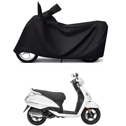 All Weather Bike Scooty Body Cover for TVS Jupiter 125 All Models | Dustproof, UV Ray, Heat, Scratch Protection | Heavy Duty, Black image 1
