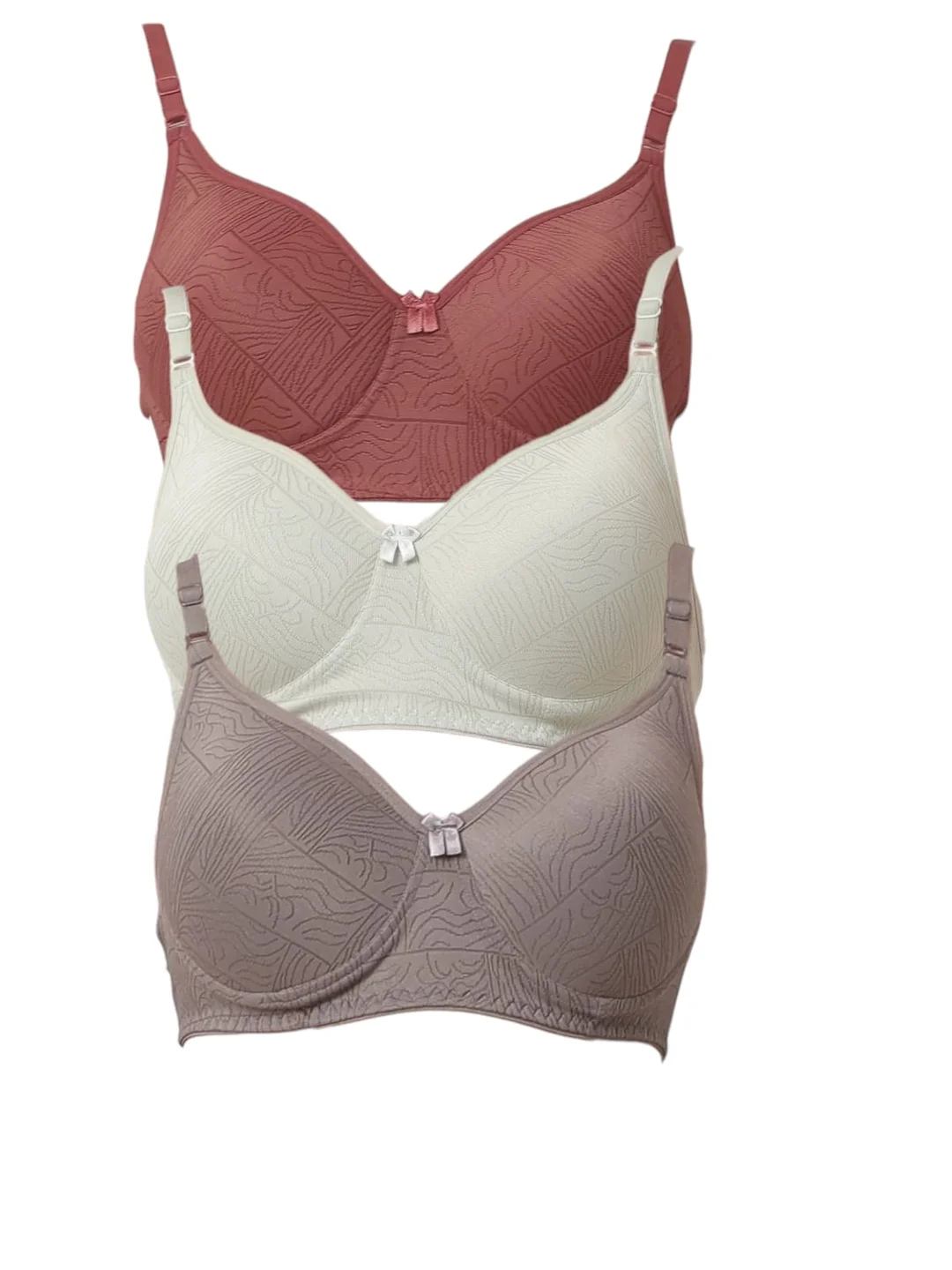 Pack of 3 Women’s Lightly Padded T-Shirt Bras 40B | Multicolor Seamless Soft Support Lingerie for Daily Wear image 2
