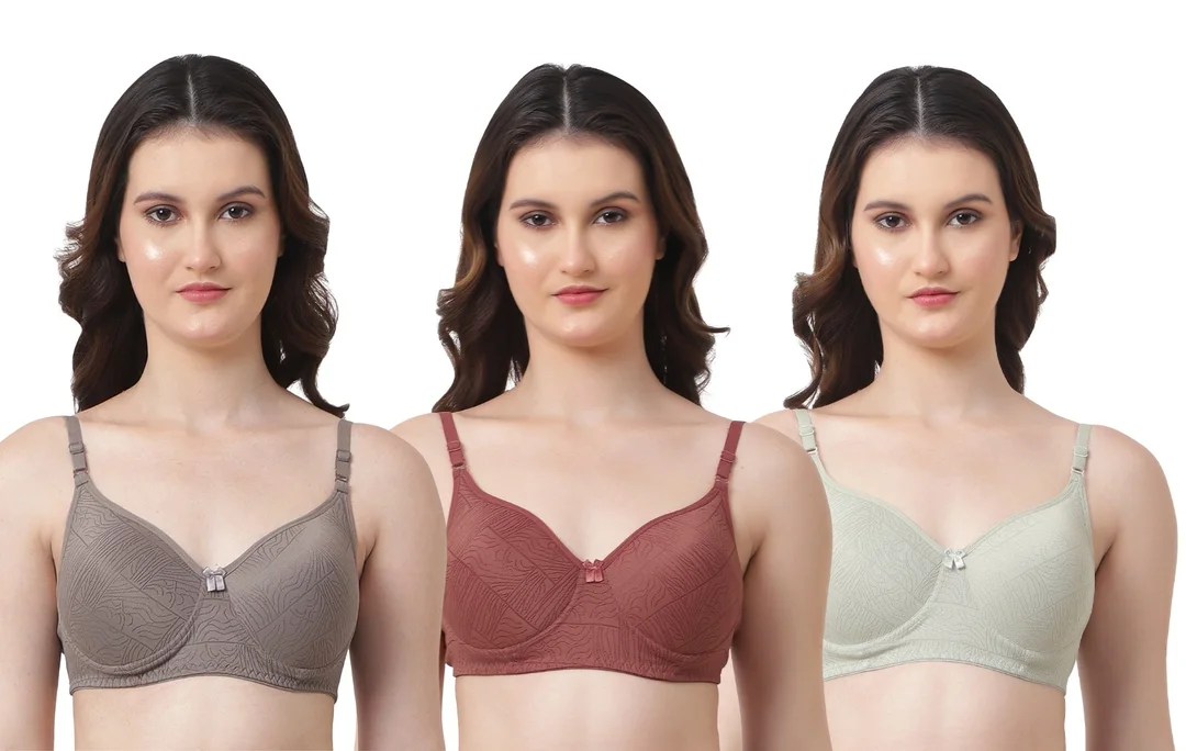Pack of 3 Women’s Lightly Padded T-Shirt Bras 40B | Multicolor Seamless Soft Support Lingerie for Daily Wear image 1
