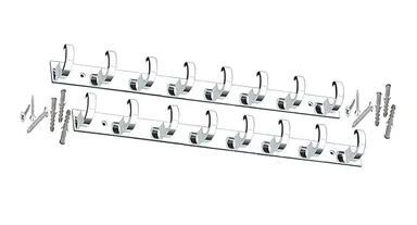 Premium Stainless Steel & Aluminium 8‑Pin C Type Wall Door Cloth Hanger Rail Hooks Pack of 2 Heavy Duty Rust‑Resistant Clothes Towel Key Organizer for Bedroom Bathroom Kitchen thumbnail 0