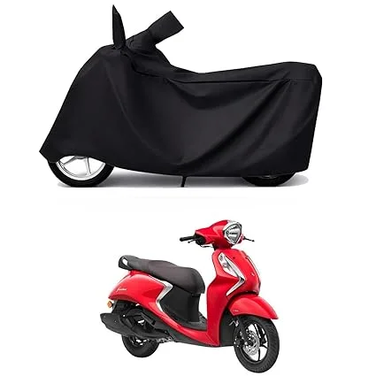 All Weather Black Bike Scooty Body Cover for Yamaha Fascino 125 All Models | Dustproof UV Heat Scratch Resistant Full Protection Two Wheeler Cover image 1