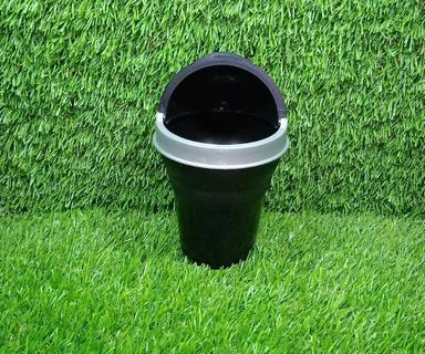 Compact Universal Car Mini Dustbin Trash Bin Holder Portable Vehicle Garbage Can Interior Trash Organizer Small Car Dust Can with Lid Plastic Waste Bin for Hatchback Sedan SUV Daily Use thumbnail 2
