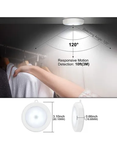 Motion Sensor LED Night Light Rechargeable Wireless Automatic PIR Sensor Light for Home Staircase Corridor Bathroom Wardrobe Indoor Use thumbnail 2