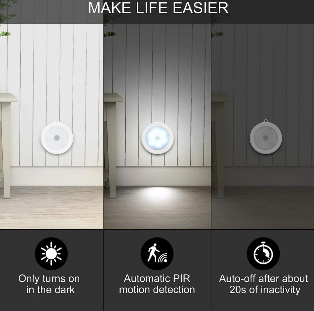 Motion Sensor LED Night Light Rechargeable Wireless Automatic PIR Sensor Light for Home Staircase Corridor Bathroom Wardrobe Indoor Use image 4
