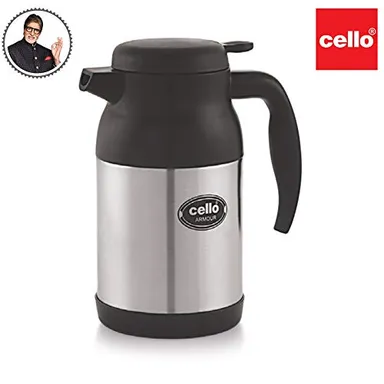 Cello Armour 800 ml Black Stainless Steel Double-Walled Insulated Carafe – Vacuum Thermal Flask for Hot & Cold Beverages thumbnail 1