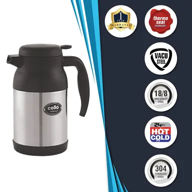 Cello Armour 800 ml Black Stainless Steel Double-Walled Insulated Carafe – Vacuum Thermal Flask for Hot & Cold Beverages thumbnail 2