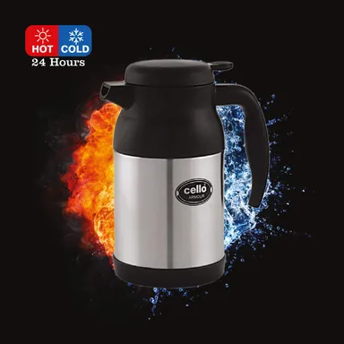 Cello Armour 800 ml Black Stainless Steel Double-Walled Insulated Carafe – Vacuum Thermal Flask for Hot & Cold Beverages thumbnail 3