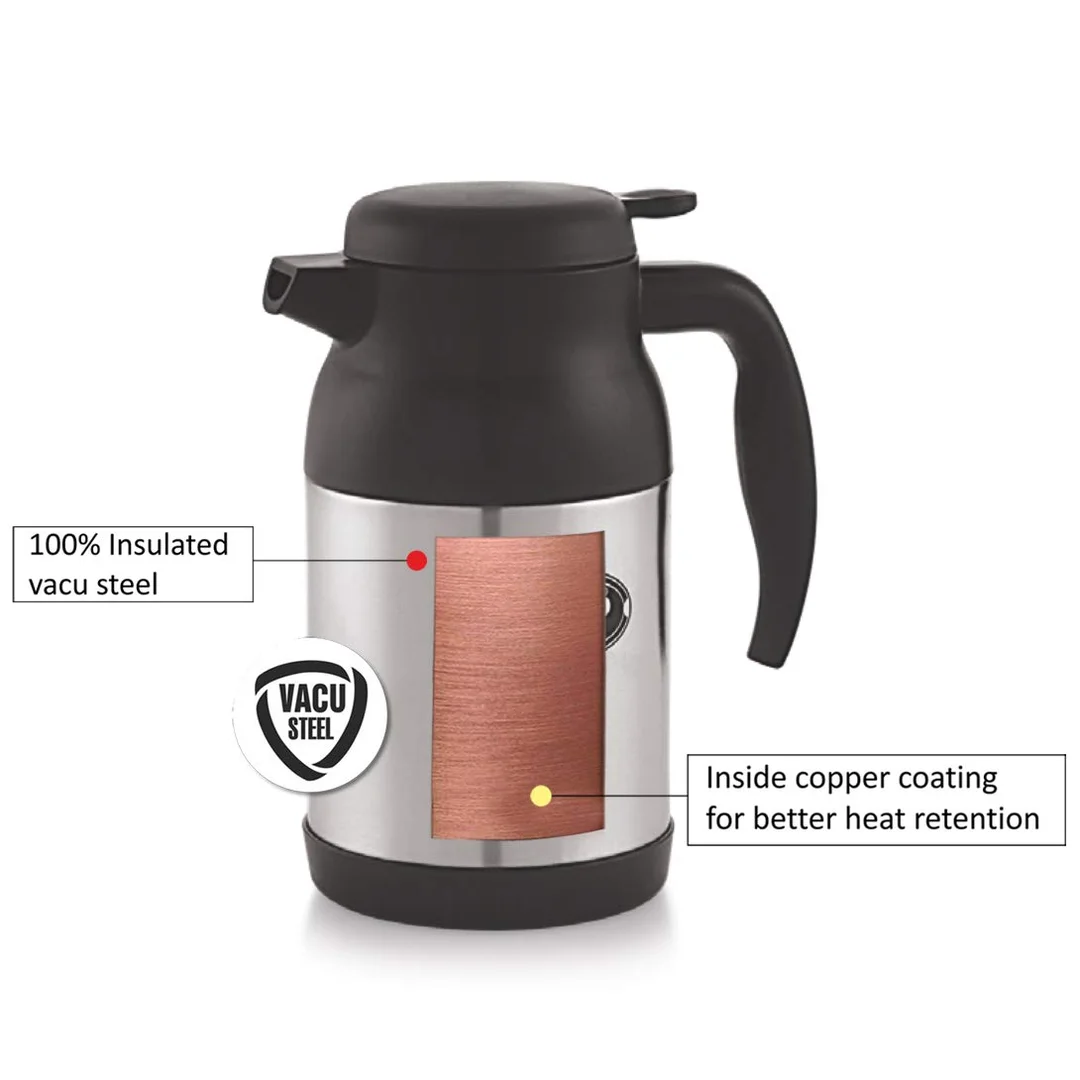 Cello Armour 800 ml Black Stainless Steel Double-Walled Insulated Carafe – Vacuum Thermal Flask for Hot & Cold Beverages image 5
