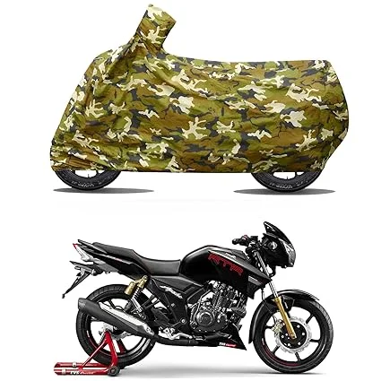 Waterproof Bike Body Cover for TVS Apache RTR 160 | Two Wheeler Dustproof UV Protection Rainproof Scooter Cover with Mirror Pockets for Indoor Outdoor Parking All Variants Multicolour Fit image 1