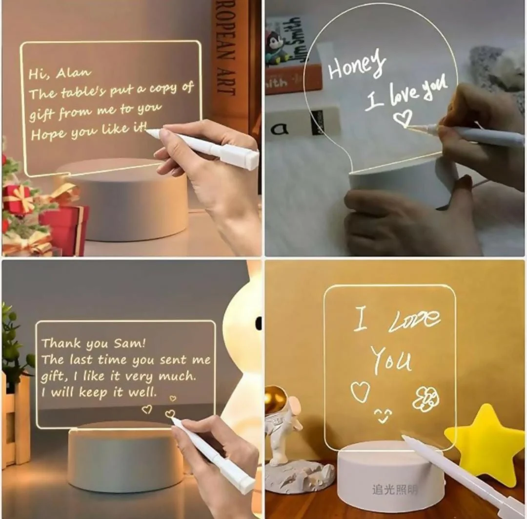 Custom LED Acrylic Night Lamp with Wooden Base, Personalised Engraved Name Photo Light for Bedroom Decor, Study Table Gift image 3