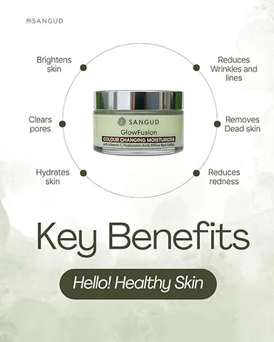 SANGUD GlowFusion Colour Changing Moisturizer with Foundation Base 50 g  Hyaluronic Acid Deep Hydration Vitamin C Brightening thumbnail 1