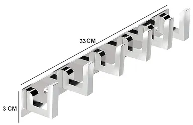 Premium ONJECX 6‑Pin L‑Shape Stainless Steel |Aluminium Heavy Duty Wall |Door Cloth Hanger Hooks 3‑Pack with 9 Screws 9 Grips |Bathroom Organiser thumbnail 1