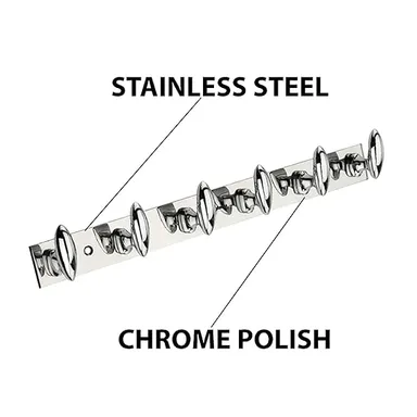 Premium 6-Pin Stainless Steel & Aluminium Wall Door Hooks Cloth Hanger for Bathroom Bedroom Kitchen Robe Towel Key Organiser Pack of 3 with 9 Screws & Grips – Heavy Duty Rails thumbnail 2