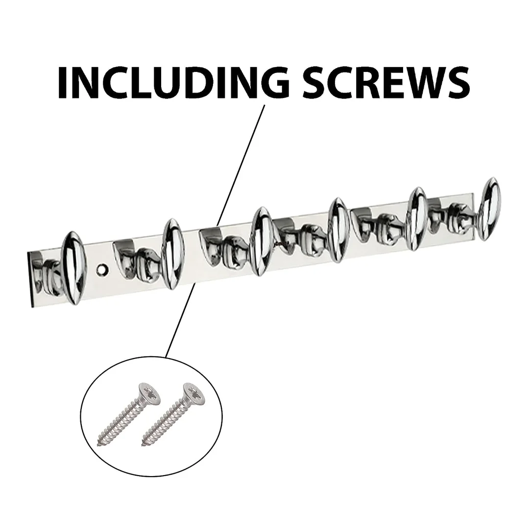 Premium 6-Pin Stainless Steel & Aluminium Wall Door Hooks Cloth Hanger for Bathroom Bedroom Kitchen Robe Towel Key Organiser Pack of 3 with 9 Screws & Grips – Heavy Duty Rails image 4