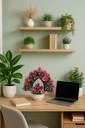 Artificial Pink Rose Flowers Arrangement in White Ceramic Pot 11 Inch for Home Office Tabletop Decor|Low Maintenance Floral Gift Idea image 2