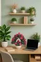 Artificial Pink Rose Flowers Arrangement in White Ceramic Pot 11 Inch for Home Office Tabletop Decor|Low Maintenance Floral Gift Idea thumbnail 1