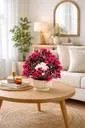 Artificial Pink Rose Flowers Arrangement in White Ceramic Pot 11 Inch for Home Office Tabletop Decor|Low Maintenance Floral Gift Idea thumbnail 2