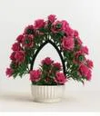 Artificial Pink Rose Flowers Arrangement in White Ceramic Pot 11 Inch for Home Office Tabletop Decor|Low Maintenance Floral Gift Idea thumbnail 0