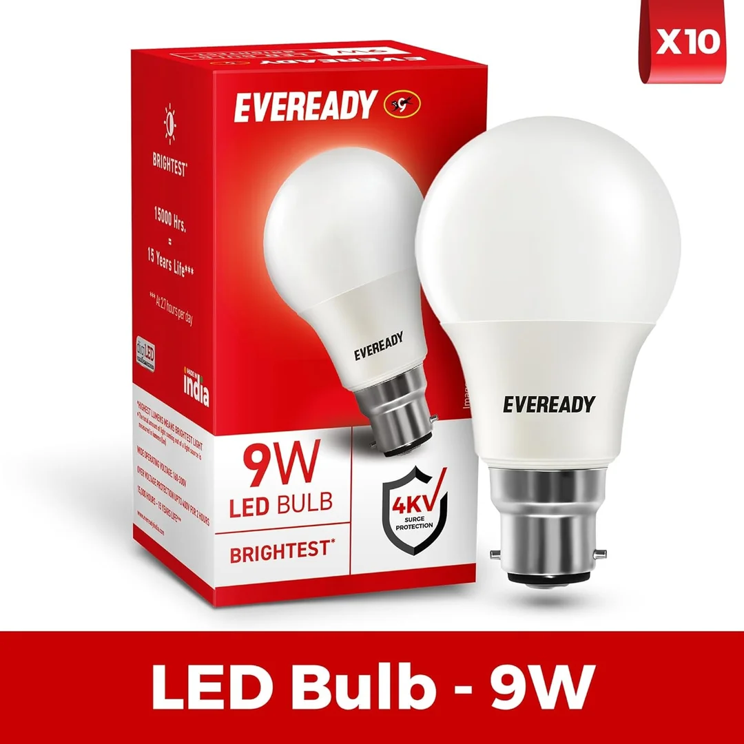 9 Watt LED Bulb Eveready Original Pack of 10 Energy Efficient Cool White Warm White Light Bulbs for Home Office Commercial Use  image 2