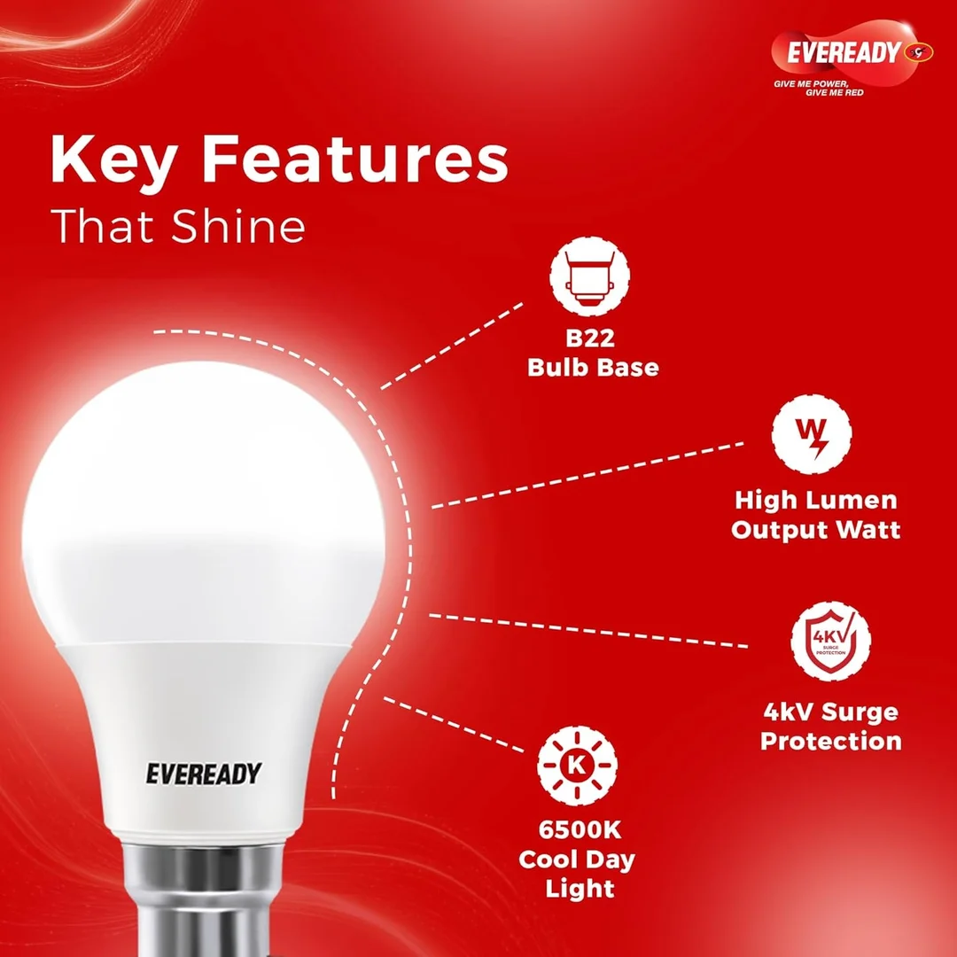 9 Watt LED Bulb Eveready Original Pack of 10 Energy Efficient Cool White Warm White Light Bulbs for Home Office Commercial Use  image 4