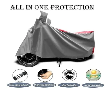 Scooter Body Cover for Honda Dio 125 | Dustproof Rain Sun UV All Protection Heavy Duty Two Wheeler Bike Cover Gray Red Compatible Dio125 image 2