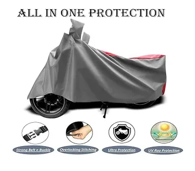 Scooter Body Cover for Honda Dio 125 | Dustproof Rain Sun UV All Protection Heavy Duty Two Wheeler Bike Cover Gray Red Compatible Dio125 thumbnail 1