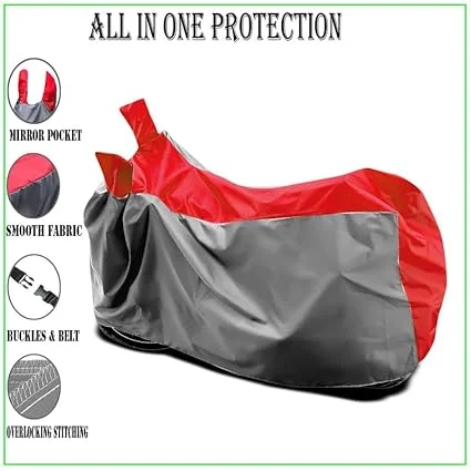 Scooter Body Cover for Honda Dio 125 | Dustproof Rain Sun UV All Protection Heavy Duty Two Wheeler Bike Cover Gray Red Compatible Dio125 image 3