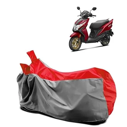 Scooter Body Cover for Honda Dio 125 | Dustproof Rain Sun UV All Protection Heavy Duty Two Wheeler Bike Cover Gray Red Compatible Dio125 image 1