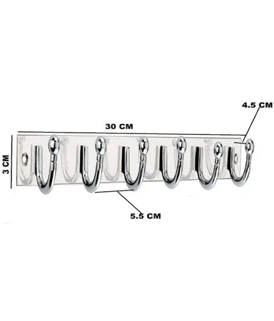 ONJECX Stainless Steel Premium 6 Pin Goli Cloth Hanger Wall Mounted Bathroom Hook Rail for Clothes Towels Keys Door Use Rust Resistant Heavy Duty Pack of 4 thumbnail 2