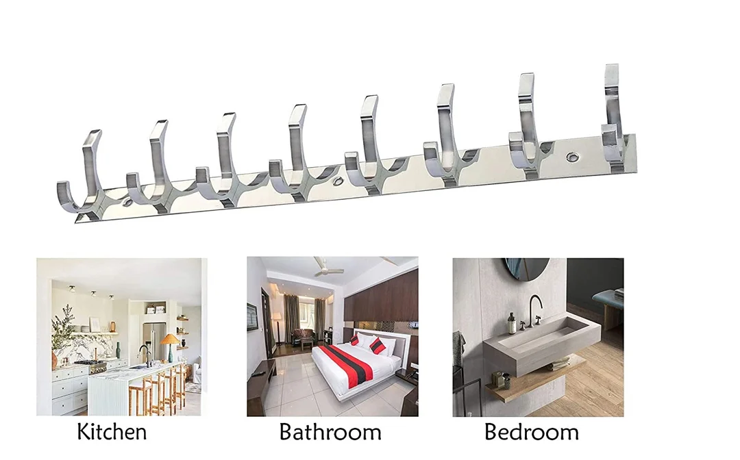 ONJECX Stainless Steel Duck cloth Hanger Aluminium Heavy Duty Cloth Hanger Door with Screws Wall Grips Rust Resistant Multipurpose Storage Hooks Pack of 3 (DHS08SS3) image 4